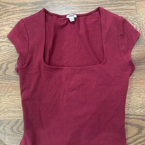 Garage Burgundy Square Neck Tee